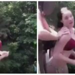 Watch how this girl is thrown from a bridge