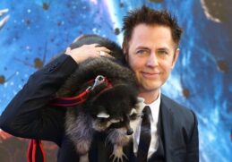 Guardians of the Galaxy Vol Fans pay a sign to ask Disney for the return of James Gunn