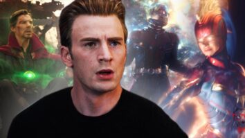 Captain America in Avengers Endgame with Doctor Strange Ant man and Captain Marvel
