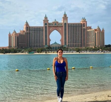 In a bikini, Celia Lora shows her enormous charms