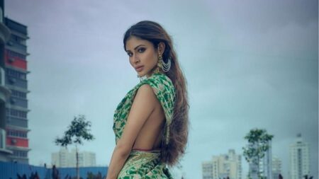Mouni Roy showed a bold avatar in a green sari, fans praised her seeing backless photos
