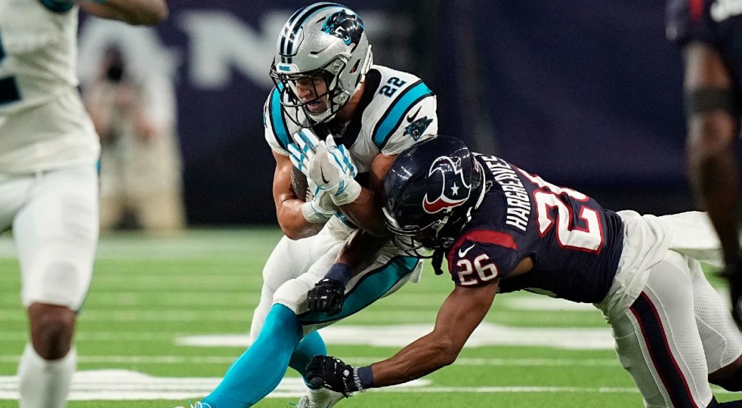 Panthers RB Christian McCaffrey suffered a hamstring strain against the Texans; the severity of the injury is undisclosed.
