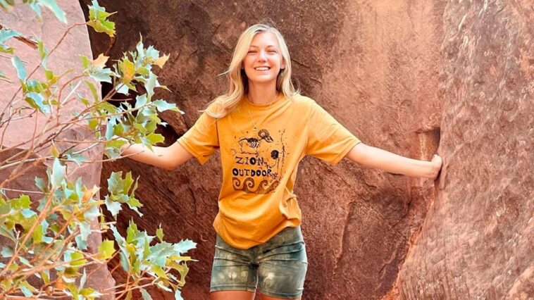 Gabby Petito 22-Yr Old Girl Mysterious Disappeared & is reported missing after boyfriend returns home who traveled the country in a van with her Photographs from the road trip of Gabby Petito and her boyfriend