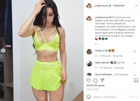 Yuliett Torres Posing With The Striking Outfit For Its Color Photo: Instagram Yuliett Torres