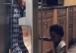 Baby nearly traps his mother in the refrigerator Instagram