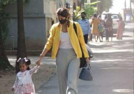 Shilpa Shetty spotted with daughter on the streets of Mumbai