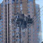 The residential building affected by a Russian bombing this Saturday in Kiev.