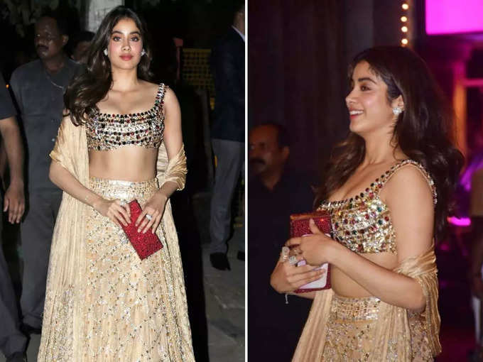 Jhanvi Kapoor entered the uncle's party wearing a blouse with a deep neckline, the news of the affair of both of them flew away. put on a small blouse