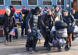 Refugees arrive from Ukraine at the train station in the Hungarian Ukrainian border town of Zahony. AFP