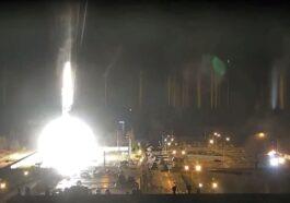This image from a webcam shows a detonation at the site of the Zaporizhia nuclear power plant