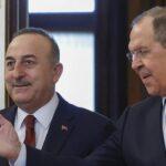Russia and Ukraine outline a peace plan Ukraine Turkish Foreign Minister Mevlut Cavusoglu and Sergey Lavrov. AP