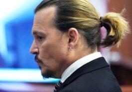 Actor Johnny Depp waits for the jury to enter the courtroom after a break at the Fairfax County Circuit Courthouse in Fairfax Va. Monday April 18 2022.