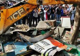 Jahangirpuri A demolition drive by the North MCD is underway. The anti encroachment drives comes days after a communal clash broke out in the neighbourhood