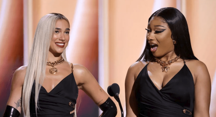 Dua Lipa and Megan Thee Stallion wear the same dress to present a Grammy