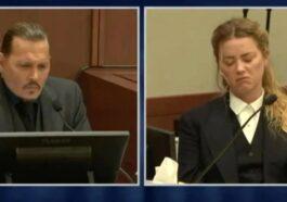 ohnny Depp today winced as audio recordings of him played while Amber Heard seemed to be fighting back tears