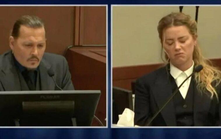 ohnny Depp today winced as audio recordings of him played while Amber Heard seemed to be fighting back tears