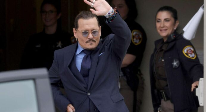 They capture Johnny Depp leaving a bar while the verdict was given in the trial against Amber Heard