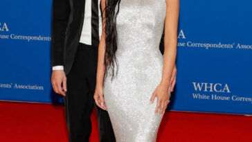 Pete Davidson and Kim Kardashian attend the 2022 White House Correspondents Association Dinner.