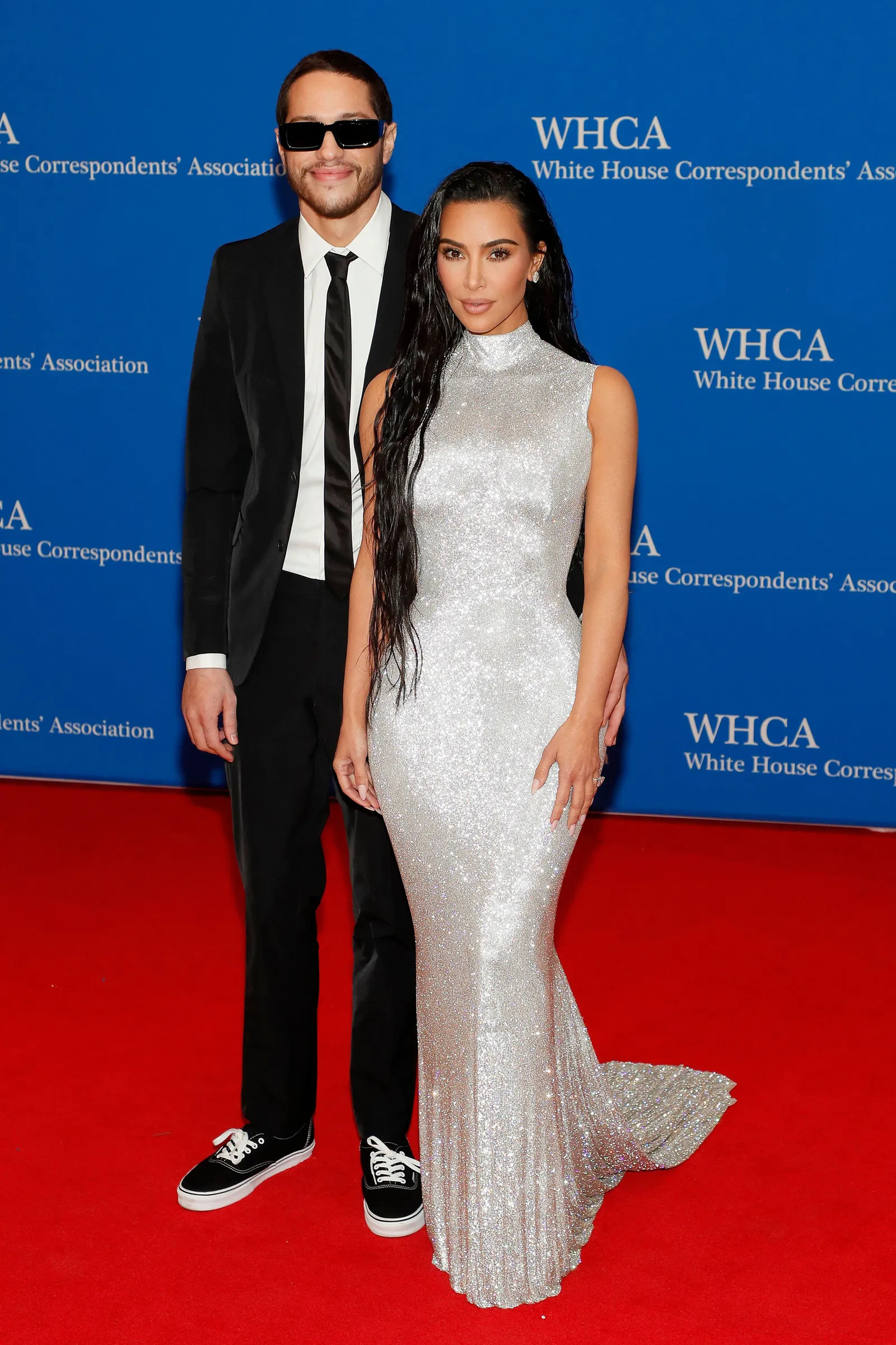 Pete Davidson and Kim Kardashian attend the 2022 White House Correspondents Association Dinner.