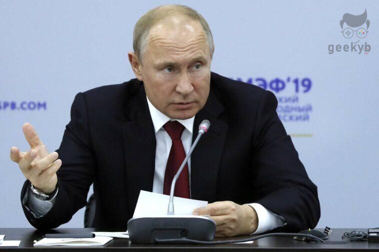 In St. Petersburg, Vladimir Putin's Speech Delayed Due To A Cyberattack Russian President Vladimir Putin.