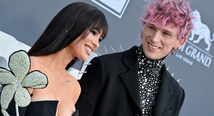 Barbie-style, Megan Fox sparkles in a pink minidress and a different hairstyle