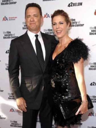 Tom Hanks and Rita Wilson happy to arrive at the event. AP