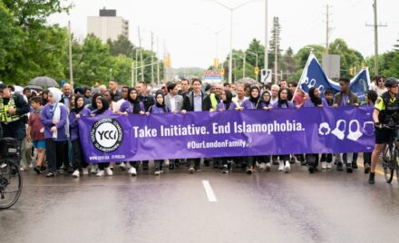 rime Minister Justin Trudeau at the March Against Racism and Islamophobia in London Ontario.